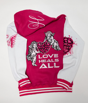 Love Heals All Throw Over Pink Hoodie