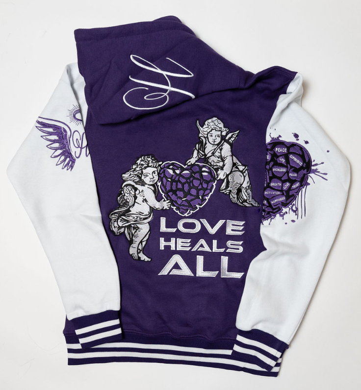 Love Heals All Throw Over Purple Hoodie