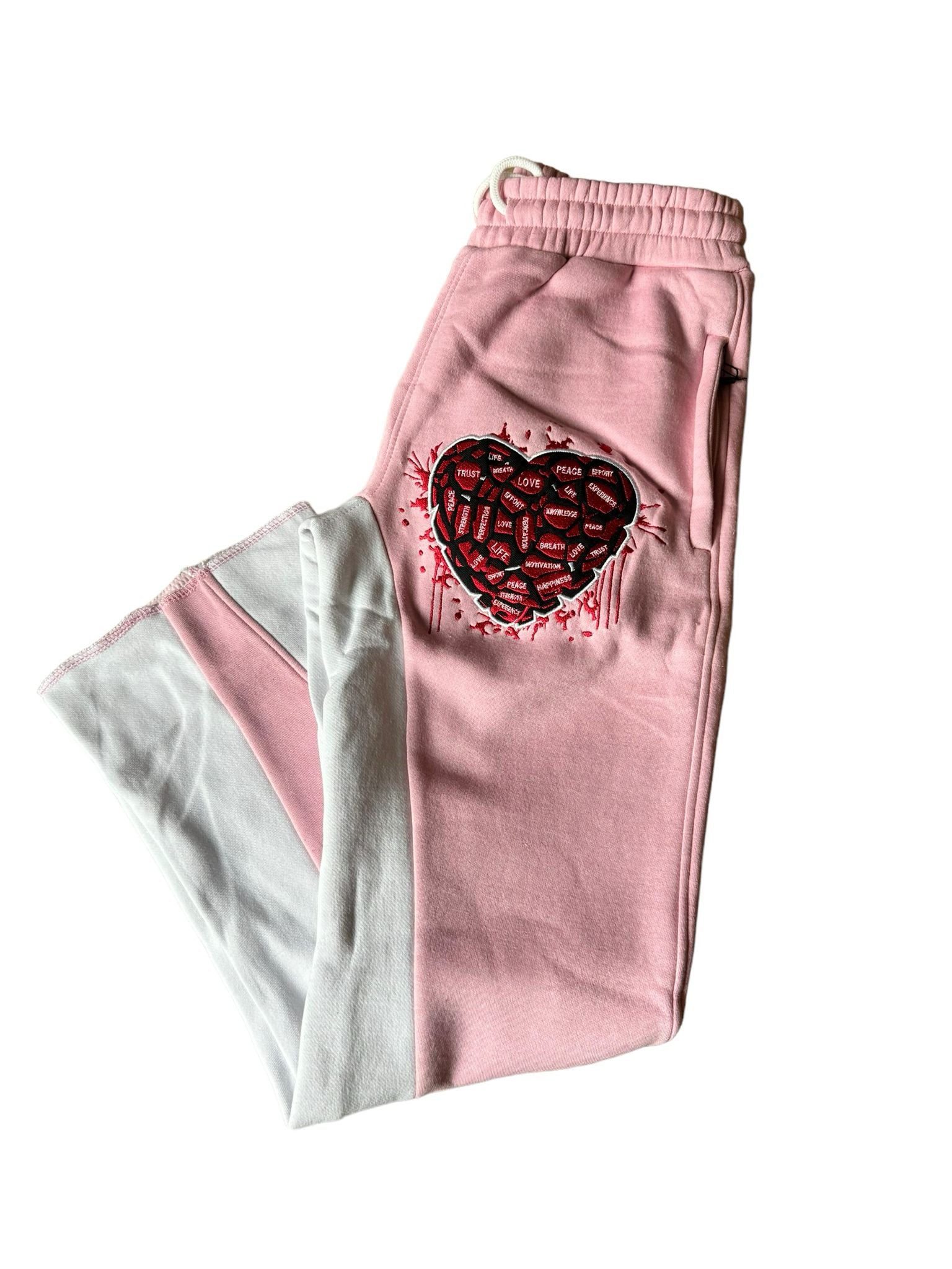 Heart-Spoken Zipper Pocket Female Pink Flare Pants