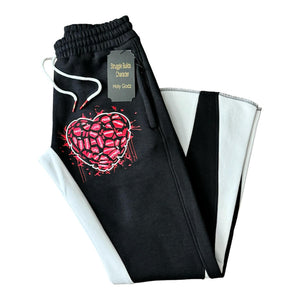 Heart-Spoken Zipper Pocket Black Flare Pants