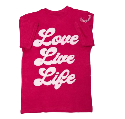 HG Love Live Life Puff Print Fusion Pink T-shirt